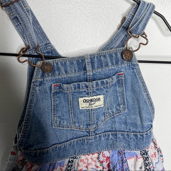 OshKosh B'Gosh Denim Overall Patchwork Bandana Dress Girls 2T - Picture 4 of 9